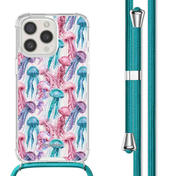 imoshion Design hoesje met koord iPhone 15 Pro - Jellyfish Watercolor