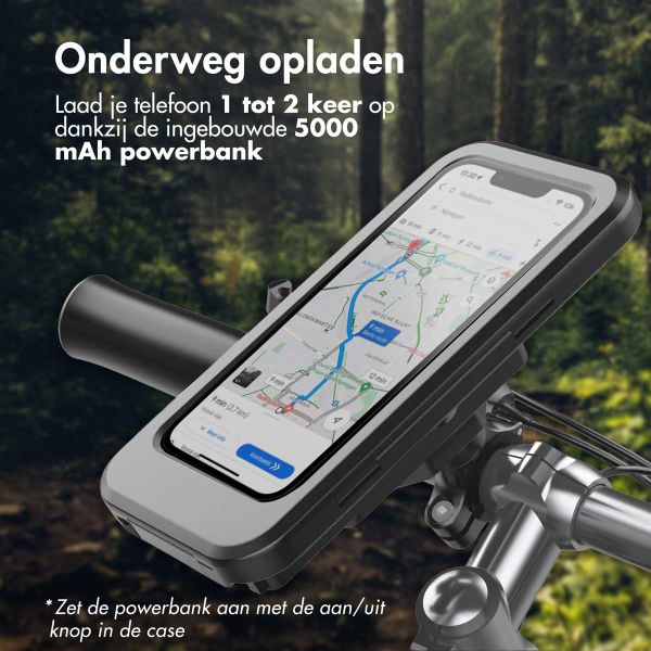 imoshion Telefoonhouder fiets met powerbank - spatwaterdicht - 5000 mAh - Zwart