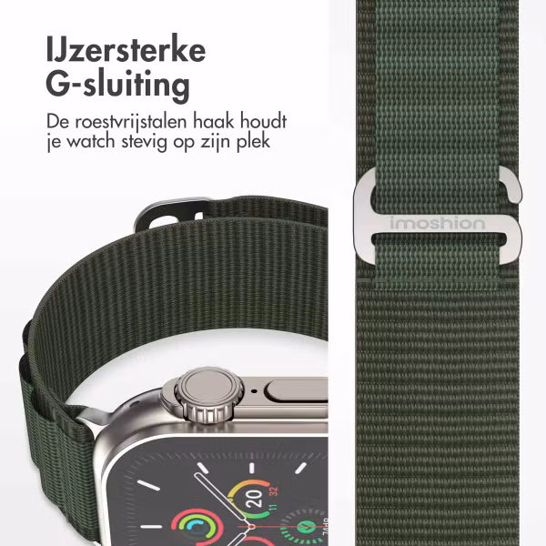 imoshion Nylon Alpine bandje Apple Watch Series 1 t/m 11 / SE / Ultra (44/45/46/49 mm) - Groen