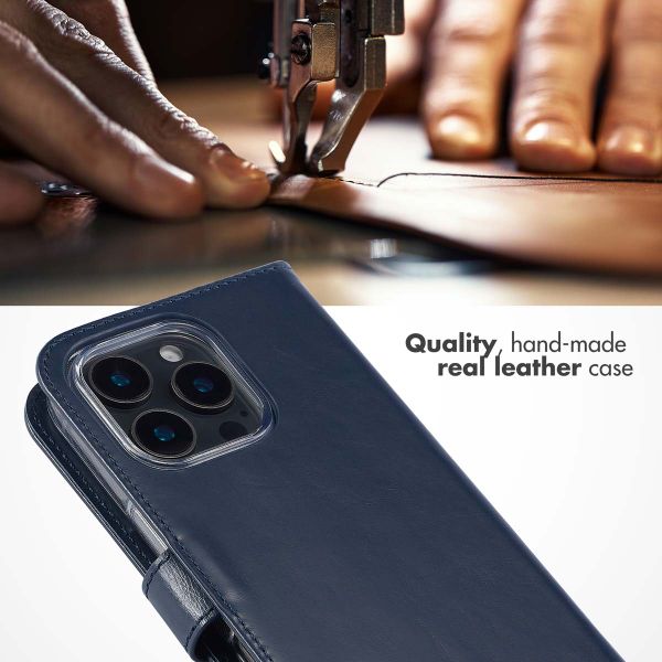 Selencia Genuine Leather Book Case Apple iPhone 16 Pro Max - Blue