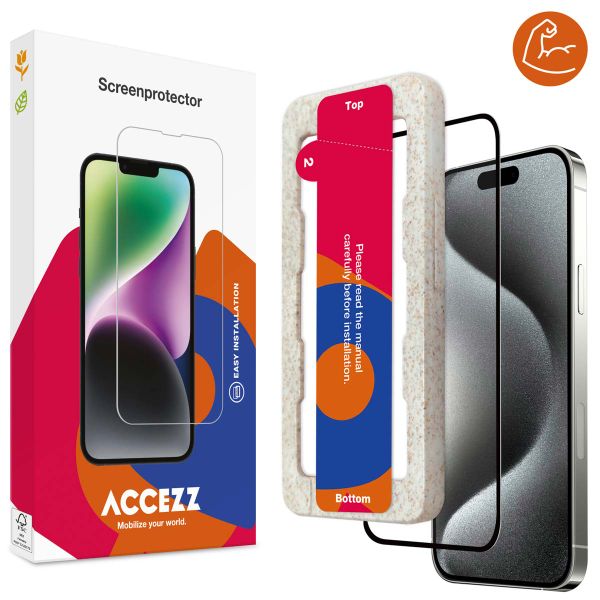 Accezz Triple Strong Full Cover Glas Screenprotector met applicator iPhone 15 - Transparant