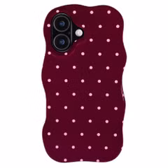 Selencia Vivid Wavy Backcover met MagSafe Apple iPhone 16 - Happy Dots Burgundy