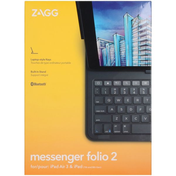 ZAGG Messenger Folio 2 Keyboard Case iPad 9 (2021) 10.2 inch / iPad 8 (2020) 10.2 inch / iPad 7 (2019) 10.2 inch 