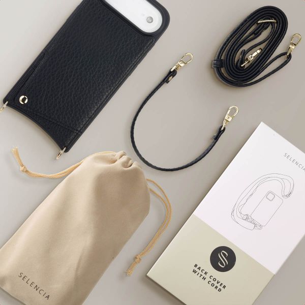 Selencia Nova Telefoonhoes met Koord en Pashouder Apple iPhone Air - Zwart