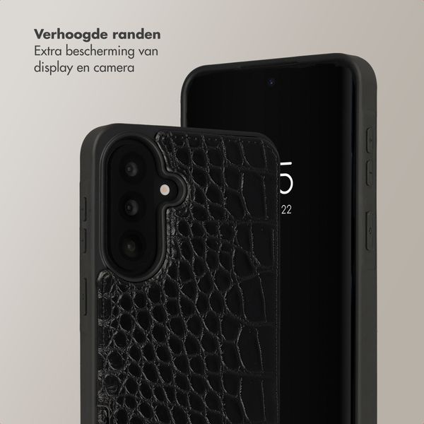 Selencia Nova Croco Telefoonhoes met Koord en Pashouder Samsung Galaxy A57 (5G) - Zwart