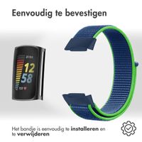 imoshion Nylon bandje Fitbit Charge 5 / Charge 6 - Maat S - Blauw / Groen