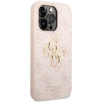 Guess 4G Metal Logo Backcover iPhone 14 Pro - Roze