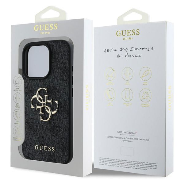 Guess 4G Metal Logo Backcover Apple iPhone 16 Pro Max - Zwart
