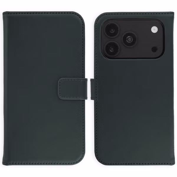 Selencia Echt Leren Bookcase Apple iPhone 18 Pro / 17 Pro - Groen