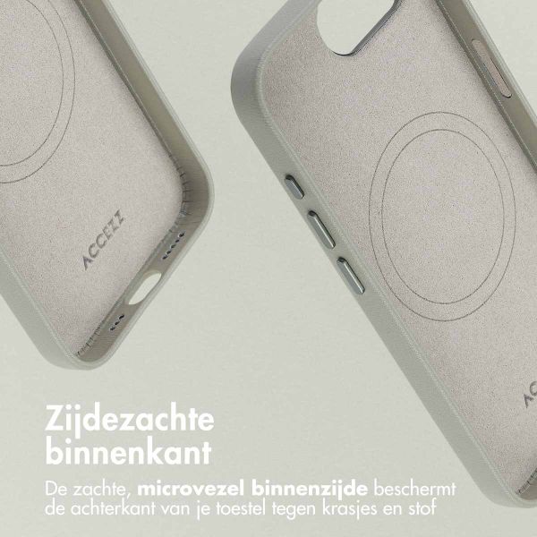 Accezz MagSafe Leather Backcover Apple iPhone 16e - Light Grey