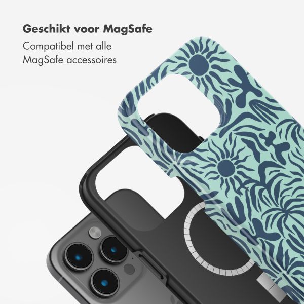 Selencia Vivid Tough Backcover met MagSafe iPhone 15 Pro Max - Tropical Vibes Light Blue