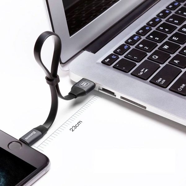 Baseus Nimble Series USB-A naar Lightning-kabel extra kort - 23 centimeter - Zwart