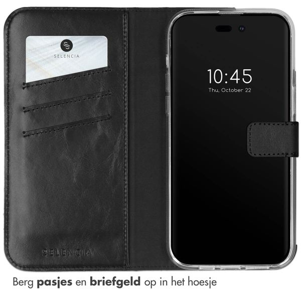 Selencia Echt Leren Bookcase Apple iPhone 14 Pro - Zwart