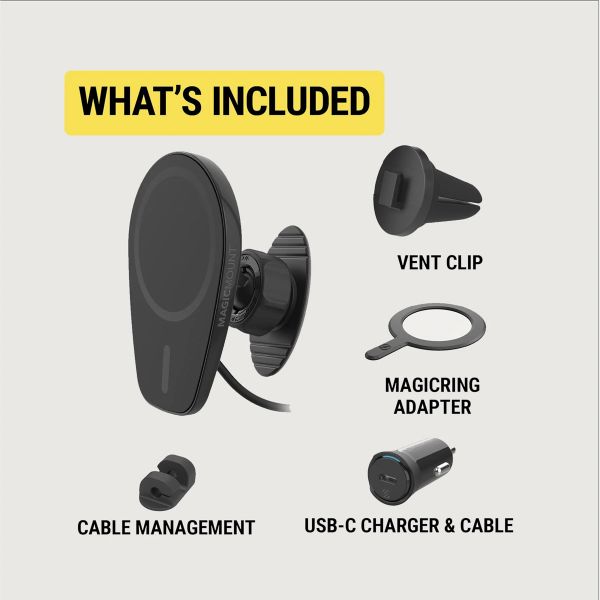 Scosche Magic Mount PRO (Gen 6) Draadloze MagSafe Autolader - Dashboard / Ventilatierooster - Zwart