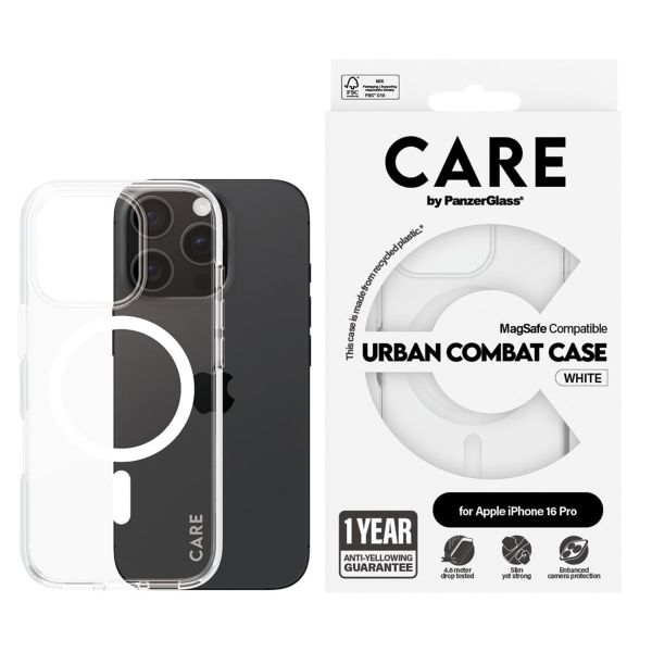 CARE by PanzerGlass Urban Combat Case MagSafe iPhone 16 Pro - Transparant / Wit