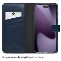 Selencia Echt Leren Bookcase Apple iPhone 17 Pro Max - Blauw