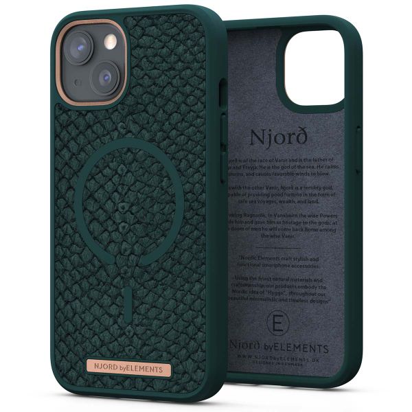 Njorð Collections Salmon Leather MagSafe Case iPhone 13 - Dark Green