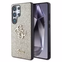 Guess 4G Metal Logo Glitter Backcover Samsung Galaxy S25 Ultra - Goud