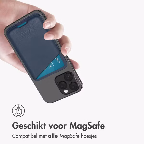 Accezz Leren Kaarthouder - Geschikt voor MagSafe en Qi2 - Nightfall Blue