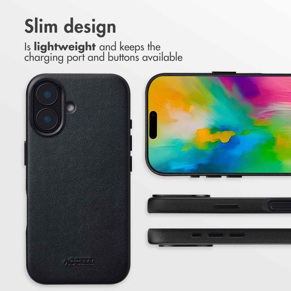 Accezz Leather Back Cover with MagSafe Apple iPhone 16 - Onyx Black
