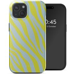 Selencia Vivid Backcover met MagSafe iPhone 15 - Zebra Winter Sky Titanium Yellow