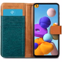 imoshion Luxe Canvas Bookcase Samsung Galaxy A21s - Groen