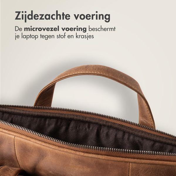 Accezz Leather Laptoptas 16 inch - Cognac