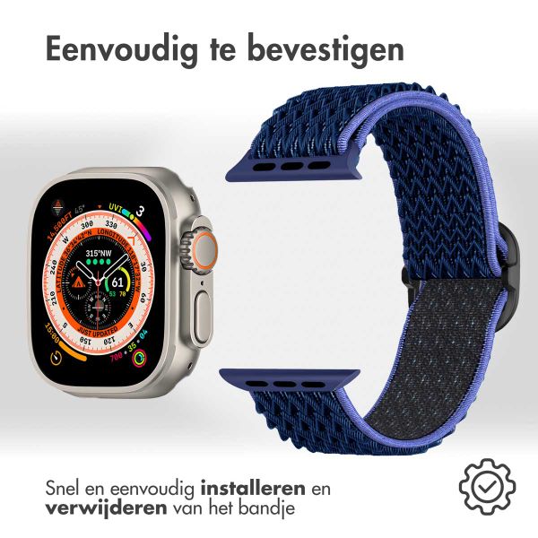 imoshion Elastisch nylon bandje Apple Watch Series 1-10 / SE / Ultra (2) - 42/44/45/46/49 mm - Donkerblauw