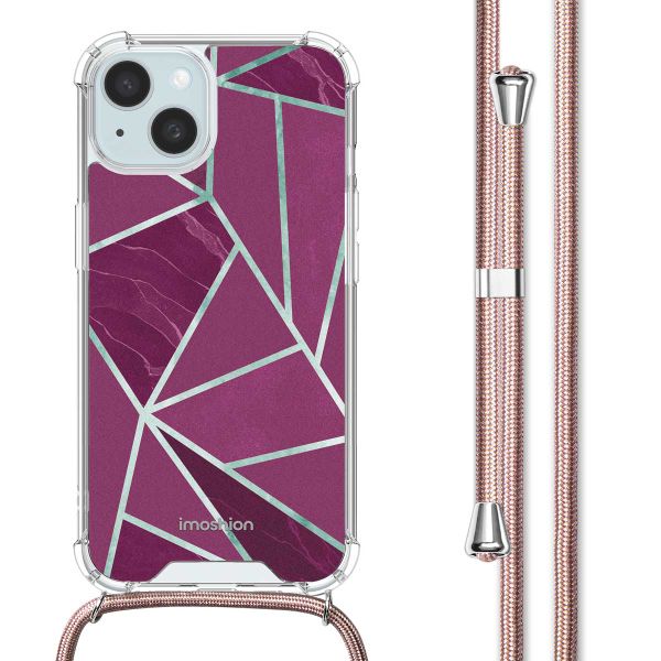 imoshion Design hoesje met koord iPhone 15 - Bordeaux Graphic