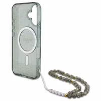 Guess MagSafe IML Glitter Case met beads strap Apple iPhone 16 Pro Max - Green