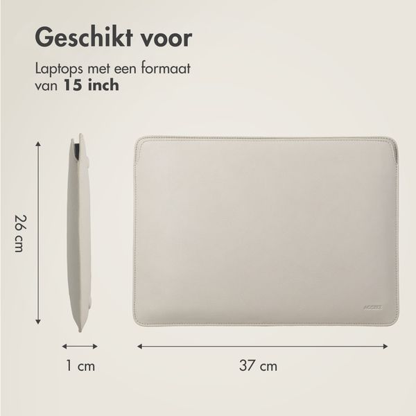 Accezz Leather Laptop hoes Apple MacBook 15 inch - Laptopsleeve - Beige