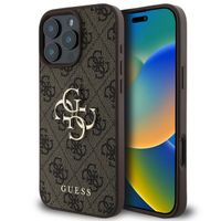 Guess 4G Metal Logo Backcover iPhone 16 Pro Max - Bruin