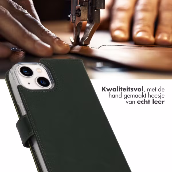 Selencia Echt Leren Bookcase Apple iPhone 14 - Groen