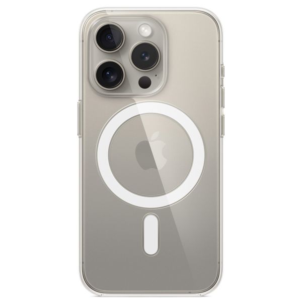 Apple Clearcase voor de Apple iPhone 15 Pro + Apple MagSafe Draadloze Oplader 25W - 1 meter