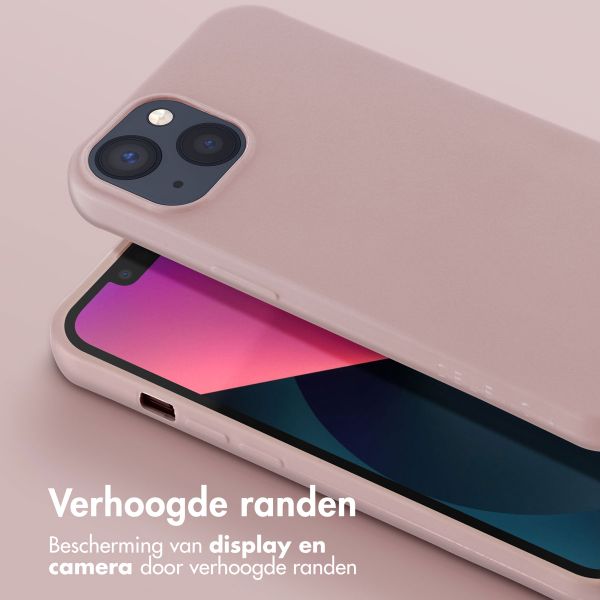Selencia Siliconen hoesje met afneembaar koord Apple iPhone 13 - Sand Pink