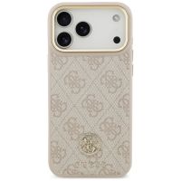 Guess Classic Strass Logo Leather Backcover met MagSafe Apple iPhone 17 Pro Max - Roze