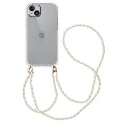 imoshion Backcover met koord + armband - Parels Apple iPhone 15 Plus - Transparant