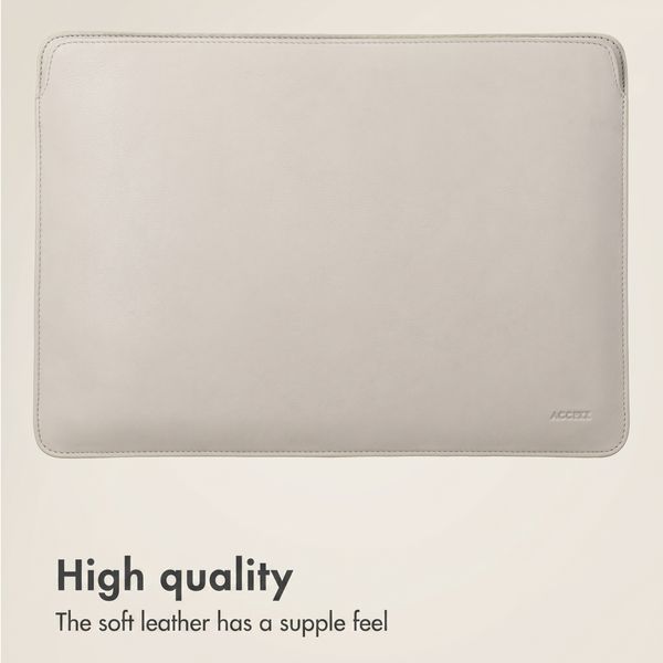 Accezz Leather laptop sleeve 15 inch - Beige