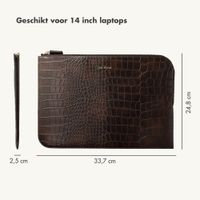 Selencia Croco laptop hoes 14 inch - Laptopsleeve - Choco Brown