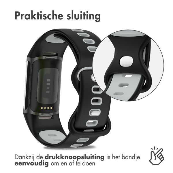 imoshion Siliconen sport bandje Fitbit Charge 5 / Charge 6 - Zwart / Grijs