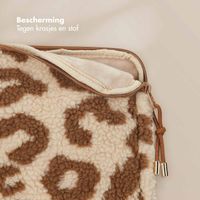 Selencia Teddy Laptop hoes 13-14 inch - Laptopsleeve - Vanilla Leopard
