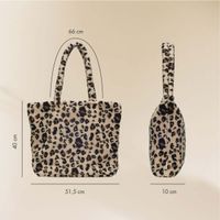 Selencia Zaya Tote Bag - Teddy Laptoptas 16 inch - Leopard