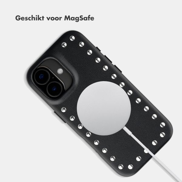 Selencia Studs Backcover met MagSafe Apple iPhone 16 - Velvet Black