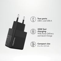 imoshion Wall Charger - Oplader - USB-C + USB-A - Power Delivery en Quick Charge - 35W - Zwart