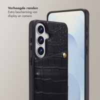 Selencia Nova Croco Telefoonhoes met Koord en Pashouder Samsung Galaxy S26 - Zwart
