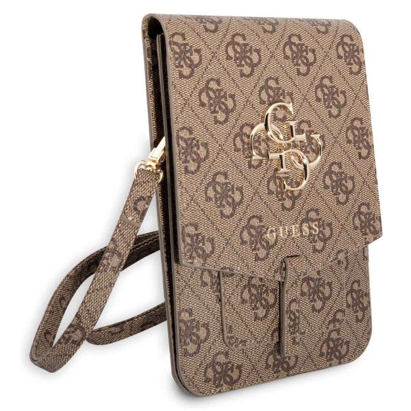 Guess Crossbody Telefoontasje - Smartphone schoudertasje met riem 4G Logo - Bruin