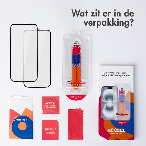 Accezz Gehard Glas Screenprotector met Applicator - 2-pack Apple iPhone 17 Pro