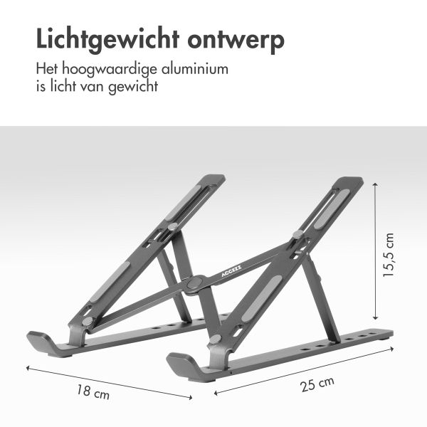 Accezz Laptop houder - Laptop standaard - Verstelbaar en opvouwbaar - Grijs