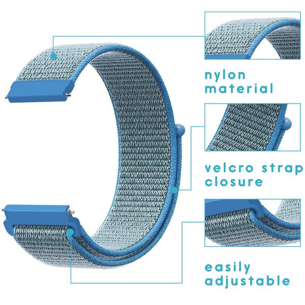 imoshion Nylon bandje Samsung Galaxy Watch 4 / 5 / 6 / 7 / FE (20 mm) - Blauw