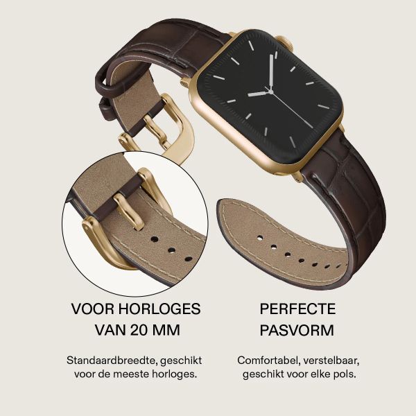 Burga Genuine Leather Band Apple Watch Series 1 - 9 / SE (38/40/41 mm) | Series 10 / 11 (42 mm) - Espresso / Gold